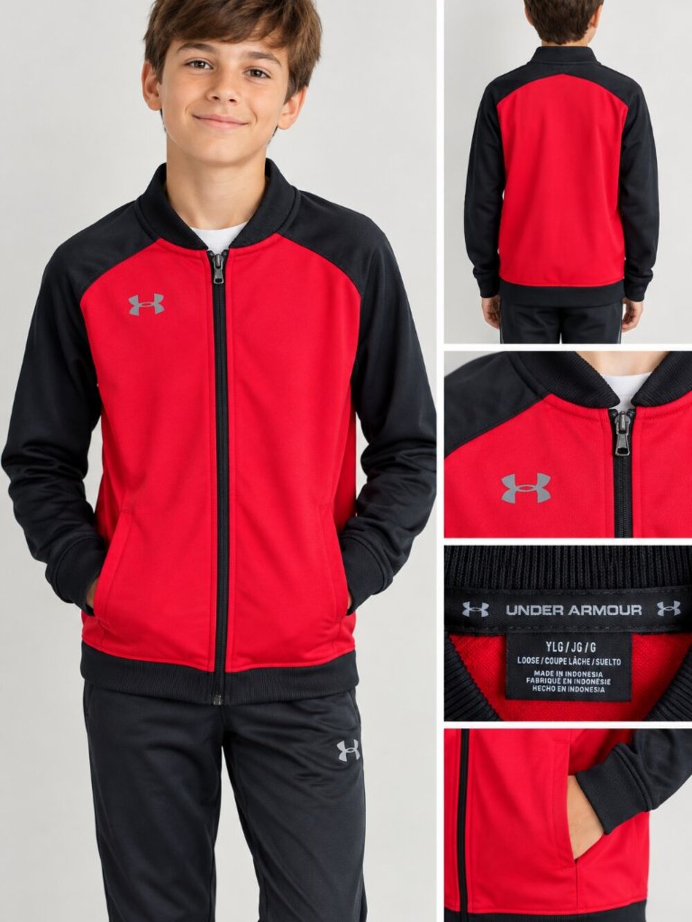 Under Armour Boys Red & Black Full-Zip Jacket – YLG